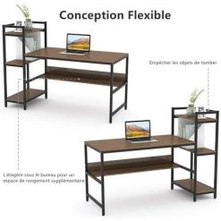 Dripex Bureau Informatique Avec Etagères De Rangement, Table De Bureau D'Ordinateur Pour Chambre Salon Et Maison 136 X 60 X 111 Cm - Bois Foncé 9 Dripex Bureau Informatique Avec Etagères De Rangement, Table De Bureau D'Ordinateur Pour Chambre Salon Et Maison 136 X 60 X 111 Cm - Bois Foncé -France Bureau Soldes 2022 55390954 3