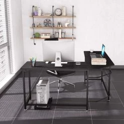 Dripex Bureau D'angle 155 X 155 X 75 Cm, Bureau Informatique Avec Rangement Pour CPU En Forme L - Noir -France Bureau Soldes 2022 55390958 2