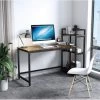 Dripex Bureau Informatique Avec Rangement, Bureau Métal Et Bois 131 X 60 X 110 Cm Table D'étude Dans La Chambre - Marron Rustique -France Bureau Soldes 2022 55390961 1