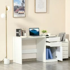 MH Bureau Informatique AXEL Blanc Laqué -France Bureau Soldes 2022 55413808 2