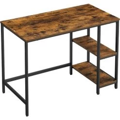 VASAGLE Bureau Avec Rangement, Table D’Ordinateur, Avec 2 Étagères Réversibles, Poste De Travail, Pour Télétravail, Salon, Cadre En Acier, Style Industriel, Marron Rustique Et Noir Par SONGMICS LWD046B01 - Marron Rustique Et Noir