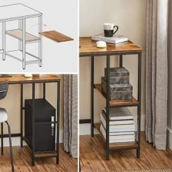 VASAGLE Bureau Avec Rangement, Table D’Ordinateur, Avec 2 Étagères Réversibles, Poste De Travail, Pour Télétravail, Salon, Cadre En Acier, Style Industriel, Marron Rustique Et Noir Par SONGMICS LWD046B01 - Marron Rustique Et Noir -France Bureau Soldes 2022 55482828 3