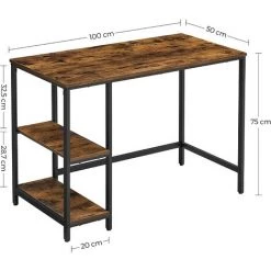 VASAGLE Bureau Avec Rangement, Table D’Ordinateur, Avec 2 Étagères Réversibles, Poste De Travail, Pour Télétravail, Salon, Cadre En Acier, Style Industriel, Marron Rustique Et Noir Par SONGMICS LWD046B01 - Marron Rustique Et Noir -France Bureau Soldes 2022 55482828 5