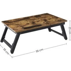 Table De Lit, Support Pour Ordinateur Portable, Plateau De Service Petit-déjeuner, Avec Tablette Et Pieds Réglables, Pour écran Jusqu'à 15,6 Pouces, Canapé Brun Rustique LLD105B01 Par SONGMICS - Canapé Brun Rustique -France Bureau Soldes 2022 55540731 5