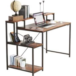 ASUPERMALL Bureau D'ordinateur Avec étagère Pour Bureau à Domicile (brun Rustique) -France Bureau Soldes 2022 55569100 4