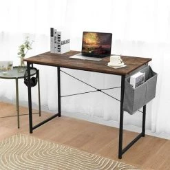 Homfa 100cm Petit Bureau D'ordinateur, Bureau Informatique, Bureau Avec Rangement,Table D'ordinateur, Table De Bureau Rustique, Bureau à Domicile, Moderne, Montage Facile(100 X 50 Cm, Marron Rustique)