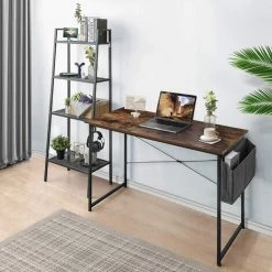 Homfa 100cm Petit Bureau D'ordinateur, Bureau Informatique, Bureau Avec Rangement,Table D'ordinateur, Table De Bureau Rustique, Bureau à Domicile, Moderne, Montage Facile(100 X 50 Cm, Marron Rustique) -France Bureau Soldes 2022 55578172 5