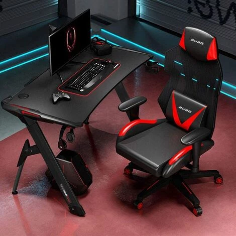 Homfa Gaming Bureau De Jeu 120cm Avec Lumières RVB, Bureau D'ordinateur De Bureau à Domicile Avec Porte-gobelet Et Crochet Pour Casque, Gamer Table De Jeu Pour PC, Postes De Travail Informatiques, Noir 4 Homfa Gaming Bureau De Jeu 120cm Avec Lumières RVB, Bureau D'ordinateur De Bureau à Domicile Avec Porte-gobelet Et Crochet Pour Casque, Gamer Table De Jeu Pour PC, Postes De Travail Informatiques, Noir – Image 2