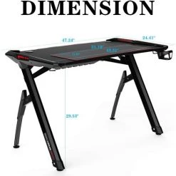 Homfa Gaming Bureau De Jeu 120cm Avec Lumières RVB, Bureau D'ordinateur De Bureau à Domicile Avec Porte-gobelet Et Crochet Pour Casque, Gamer Table De Jeu Pour PC, Postes De Travail Informatiques, Noir 10 Homfa Gaming Bureau De Jeu 120cm Avec Lumières RVB, Bureau D'ordinateur De Bureau à Domicile Avec Porte-gobelet Et Crochet Pour Casque, Gamer Table De Jeu Pour PC, Postes De Travail Informatiques, Noir -France Bureau Soldes 2022 55578186 4