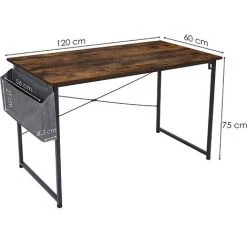 Homfa 120 Cm Bureau D'ordinateur, Bureau Informatique, Bureau Avec Rangement,Table D'ordinateur, Table De Bureau Rustique, Bureau à Domicile, Moderne, Montage Facile(120 X 60 Cm, Marron Rustique) -France Bureau Soldes 2022 55578432 5
