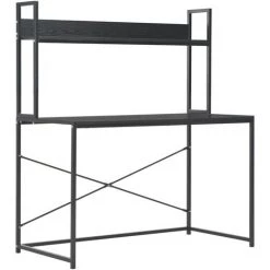 INLIFE Bureau D'ordinateur Noir 120 X 60 X 138 Cm