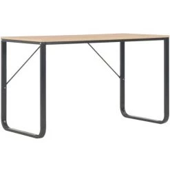 INLIFE Bureau D'ordinateur Noir Et Chêne 120x60x73 Cm