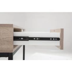 ASUPERMALL Bureau D'ordinateur Bureau D'ordinateur Portable PC Avec 2 Tiroirs, Plateau En Bois Naturel Et Support De Structure En Acier Inoxydable, Structure En Bois -France Bureau Soldes 2022 55665766 3