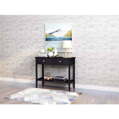 ASUPERMALL Table Console à Deux Tiroirs Poste De Travail De Bureau PC De Comptoir Blanc Avec Pieds En Pin Pour Couloir De Chambre à Coucher De Salon 6 ASUPERMALL Table Console à Deux Tiroirs Poste De Travail De Bureau PC De Comptoir Blanc Avec Pieds En Pin Pour Couloir De Chambre à Coucher De Salon – Image 4