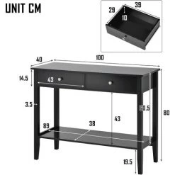 ASUPERMALL Table Console à Deux Tiroirs Poste De Travail De Bureau PC De Comptoir Blanc Avec Pieds En Pin Pour Couloir De Chambre à Coucher De Salon 11 ASUPERMALL Table Console à Deux Tiroirs Poste De Travail De Bureau PC De Comptoir Blanc Avec Pieds En Pin Pour Couloir De Chambre à Coucher De Salon -France Bureau Soldes 2022 55666088 5