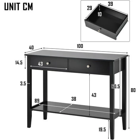 ASUPERMALL Table Console à Deux Tiroirs Poste De Travail De Bureau PC De Comptoir Blanc Avec Pieds En Pin Pour Couloir De Chambre à Coucher De Salon 7 ASUPERMALL Table Console à Deux Tiroirs Poste De Travail De Bureau PC De Comptoir Blanc Avec Pieds En Pin Pour Couloir De Chambre à Coucher De Salon – Image 5