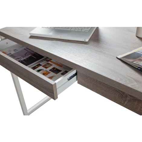 CAESAROO Bureau 120x50 Cm Chêne Foncé Avec Deux Tiroirs | Roble Foncé 4 CAESAROO Bureau 120x50 Cm Chêne Foncé Avec Deux Tiroirs | Roble Foncé – Image 2