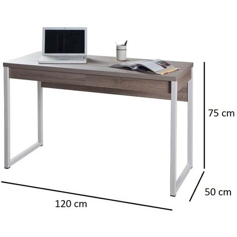 CAESAROO Bureau 120x50 Cm Chêne Foncé Avec Deux Tiroirs | Roble Foncé 5 CAESAROO Bureau 120x50 Cm Chêne Foncé Avec Deux Tiroirs | Roble Foncé – Image 3