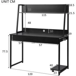 AZKOEESY Table De Travail En Bois MDF Et Acier, Table De Bureau Avec étagères, 2 Tiroirs Pour Bureau, Chambre, Sallon-120 X 55 X 144 Cm-noir 9 AZKOEESY Table De Travail En Bois MDF Et Acier, Table De Bureau Avec étagères, 2 Tiroirs Pour Bureau, Chambre, Sallon-120 X 55 X 144 Cm-noir -France Bureau Soldes 2022 55847836 3