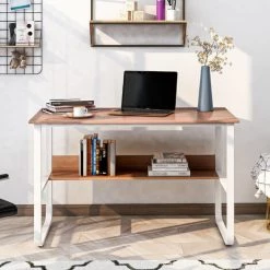 AZKOEESY Table De Bureau, Table D'ordinateur Avec étagère Pour Bureau à Domicile, Table PC En Couleur Bois, 120x60x73cm -France Bureau Soldes 2022 55847837 2