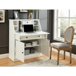 VENTE-UNIQUE.COM Secrétaire En Pin Et MDF - Coloris : Blanc - CLEORE - Blanc 8 VENTE-UNIQUE.COM Secrétaire En Pin Et MDF - Coloris : Blanc - CLEORE - Blanc -France Bureau Soldes 2022 55881214 2