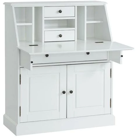 VENTE-UNIQUE.COM Secrétaire En Pin Et MDF - Coloris : Blanc - CLEORE - Blanc 7 VENTE-UNIQUE.COM Secrétaire En Pin Et MDF - Coloris : Blanc - CLEORE - Blanc – Image 5