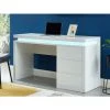 VENTE-UNIQUE.COM Bureau EMERSON - 3 Tiroirs - MDF Laqué Blanc - LEDs - Blanc