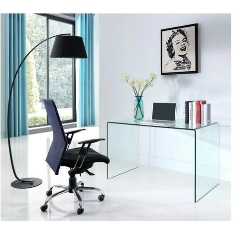 VENTE-UNIQUE.COM Bureau ELSTRON - Verre Courbé - Transparent - Transparent 4 VENTE-UNIQUE.COM Bureau ELSTRON - Verre Courbé - Transparent - Transparent – Image 2