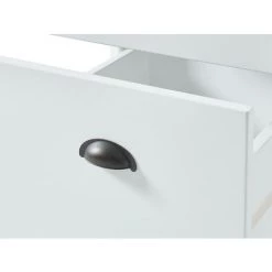 VENTE-UNIQUE.COM Bureau DATURA - 4 Tiroirs - MDF Et Pin - Blanc - Naturel Clair, Blanc -France Bureau Soldes 2022 55882067 3