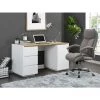 VENTE-UNIQUE.COM Bureau AMANI - 3 Tiroirs Et 1 Porte - MDF - Blanc Laqué Et Chêne - Naturel Clair, Blanc -France Bureau Soldes 2022 55882234 1