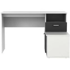 VENTE-UNIQUE.COM Bureau D'angle Modulable ALFARO Avec Rangements - Blanc Et Anthracite - Gris Anthracite, Blanc -France Bureau Soldes 2022 55882247 3