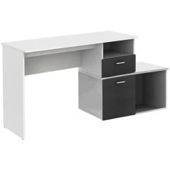 VENTE-UNIQUE.COM Bureau D'angle Modulable ALFARO Avec Rangements - Blanc Et Anthracite - Gris Anthracite, Blanc -France Bureau Soldes 2022 55882247 4