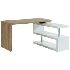 VENTE-UNIQUE.COM Bureau Extensible NICEPHORE II - MDF - Coloris : Chêne Et Blanc - Plateau Pivotant 360° - Naturel Clair, Blanc -France Bureau Soldes 2022 55882269 3