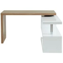 VENTE-UNIQUE.COM Bureau Extensible NICEPHORE II - MDF - Coloris : Chêne Et Blanc - Plateau Pivotant 360° - Naturel Clair, Blanc -France Bureau Soldes 2022 55882269 4