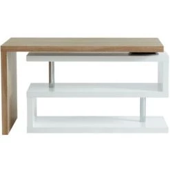 VENTE-UNIQUE.COM Bureau Extensible NICEPHORE II - MDF - Coloris : Chêne Et Blanc - Plateau Pivotant 360° - Naturel Clair, Blanc -France Bureau Soldes 2022 55882269 5
