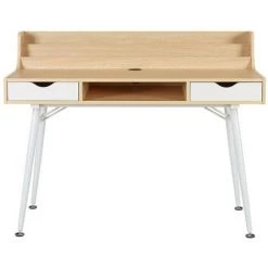 VENTE-UNIQUE.COM Bureau LARCOS Avec Rangements - MDF - Chêne & Blanc - Naturel Clair, Blanc -France Bureau Soldes 2022 55882556 4