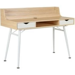 VENTE-UNIQUE.COM Bureau LARCOS Avec Rangements - MDF - Chêne & Blanc - Naturel Clair, Blanc -France Bureau Soldes 2022 55882556 5