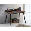 VENTE-UNIQUE.COM Bureau COME Avec Rangements - MDF Et Hévéa - Noyer Et Noir - Noir, Naturel Foncé -France Bureau Soldes 2022 55882921 1