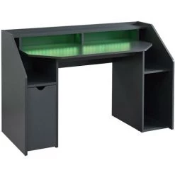 VENTE-UNIQUE.COM Bureau Gamer CYBER - Avec Rangements Et LEDs - MDF - Gris - Gris Anthracite -France Bureau Soldes 2022 55883008 5