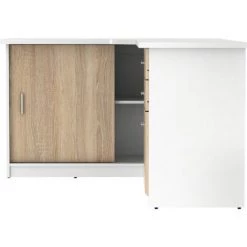 VENTE-UNIQUE.COM Bureau D'angle NORWY - 2 Portes & 2 Tiroirs - Blanc Et Chêne - Naturel Clair, Blanc -France Bureau Soldes 2022 55883441 3