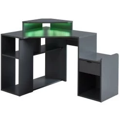 VENTE-UNIQUE.COM Bureau D'angle Gamer XANDER - Avec Rangements Et LEDs - MDF - Gris - Gris Anthracite -France Bureau Soldes 2022 55883703 4