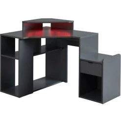 VENTE-UNIQUE.COM Bureau D'angle Gamer XANDER - Avec Rangements Et LEDs - MDF - Gris - Gris Anthracite -France Bureau Soldes 2022 55883703 5