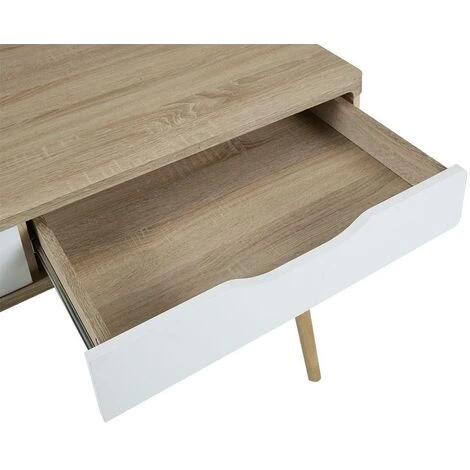 VENTE-UNIQUE.COM Bureau KLOE - 2 Tiroirs - MDF - Coloris Naturel & Blanc - Naturel Clair, Blanc 7 VENTE-UNIQUE.COM Bureau KLOE - 2 Tiroirs - MDF - Coloris Naturel & Blanc - Naturel Clair, Blanc – Image 5