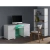 VENTE-UNIQUE.COM Bureau PLUTON - MDF Laqué Blanc - LEDs - 1 Porte & 3 Tiroirs - Blanc -France Bureau Soldes 2022 55884234 1