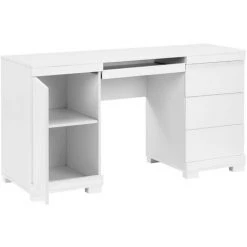 VENTE-UNIQUE.COM Bureau PLUTON - MDF Laqué Blanc - LEDs - 1 Porte & 3 Tiroirs - Blanc -France Bureau Soldes 2022 55884234 4