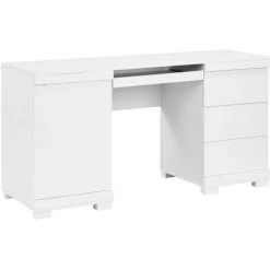 VENTE-UNIQUE.COM Bureau PLUTON - MDF Laqué Blanc - LEDs - 1 Porte & 3 Tiroirs - Blanc -France Bureau Soldes 2022 55884234 5