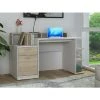 VENTE-UNIQUE.COM Bureau Avec Rangements ZACHARIE - Blanc Et Chêne - Naturel Clair, Blanc