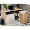 VENTE-UNIQUE.COM Bureau D'angle DEVEN Avec Rangements - 3 Tiroirs - Coloris : Chêne Et Noir - Naturel Clair