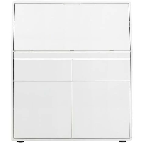 VENTE-UNIQUE.COM Secrétaire BAGUA - 2 Portes Et 2 Tiroirs - MDF - Blanc Laqué - Blanc 5 VENTE-UNIQUE.COM Secrétaire BAGUA - 2 Portes Et 2 Tiroirs - MDF - Blanc Laqué - Blanc – Image 3