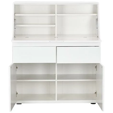 VENTE-UNIQUE.COM Secrétaire BAGUA - 2 Portes Et 2 Tiroirs - MDF - Blanc Laqué - Blanc 6 VENTE-UNIQUE.COM Secrétaire BAGUA - 2 Portes Et 2 Tiroirs - MDF - Blanc Laqué - Blanc – Image 4